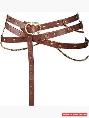 Adjustable Pirate Chain Belt, Faux Leather, Renaissance Festival Cosplay